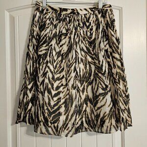 Women's Talbots Petites Animal Print Pleated Skirt Cotton‎ Size 8P